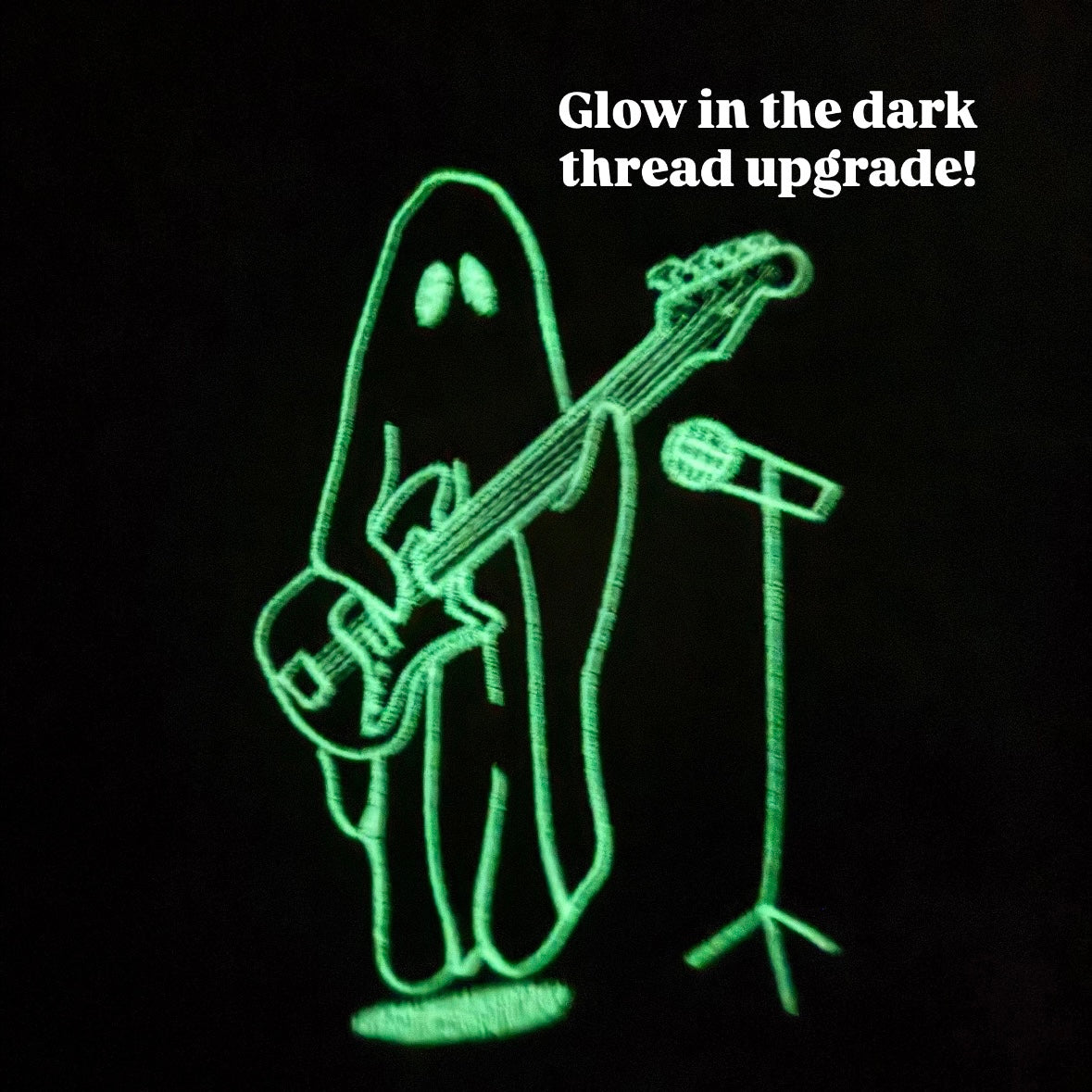 Ghost Playing Guitar Embroidered Crewneck Sweatshirt