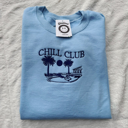 Chill Club Embroidered Crewneck Sweatshirt