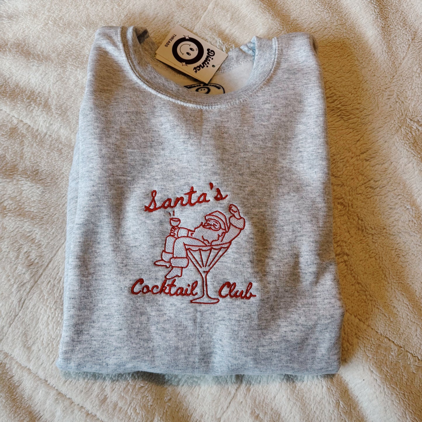 Santa's Cocktail Club Embroidered Crewneck Sweatshirt