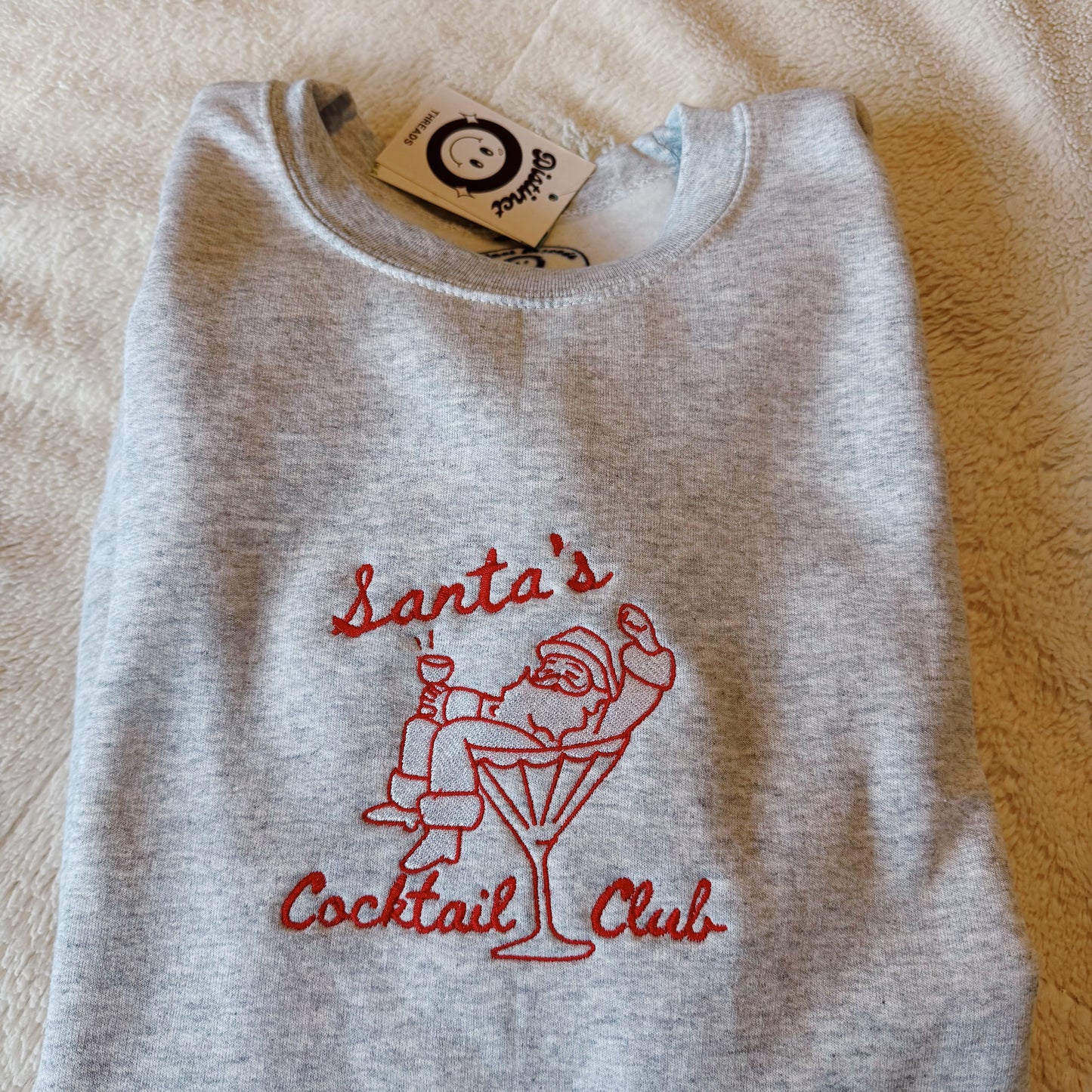 Santa's Cocktail Club Embroidered Crewneck Sweatshirt