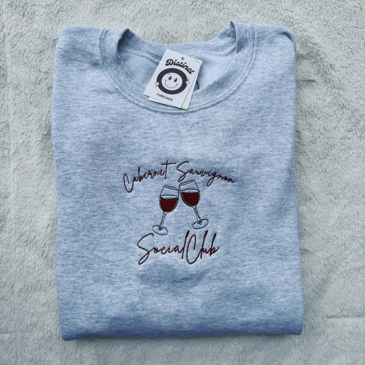 Cabernet Sauvingnon Social Club Embroidered Crewneck Sweatshirt