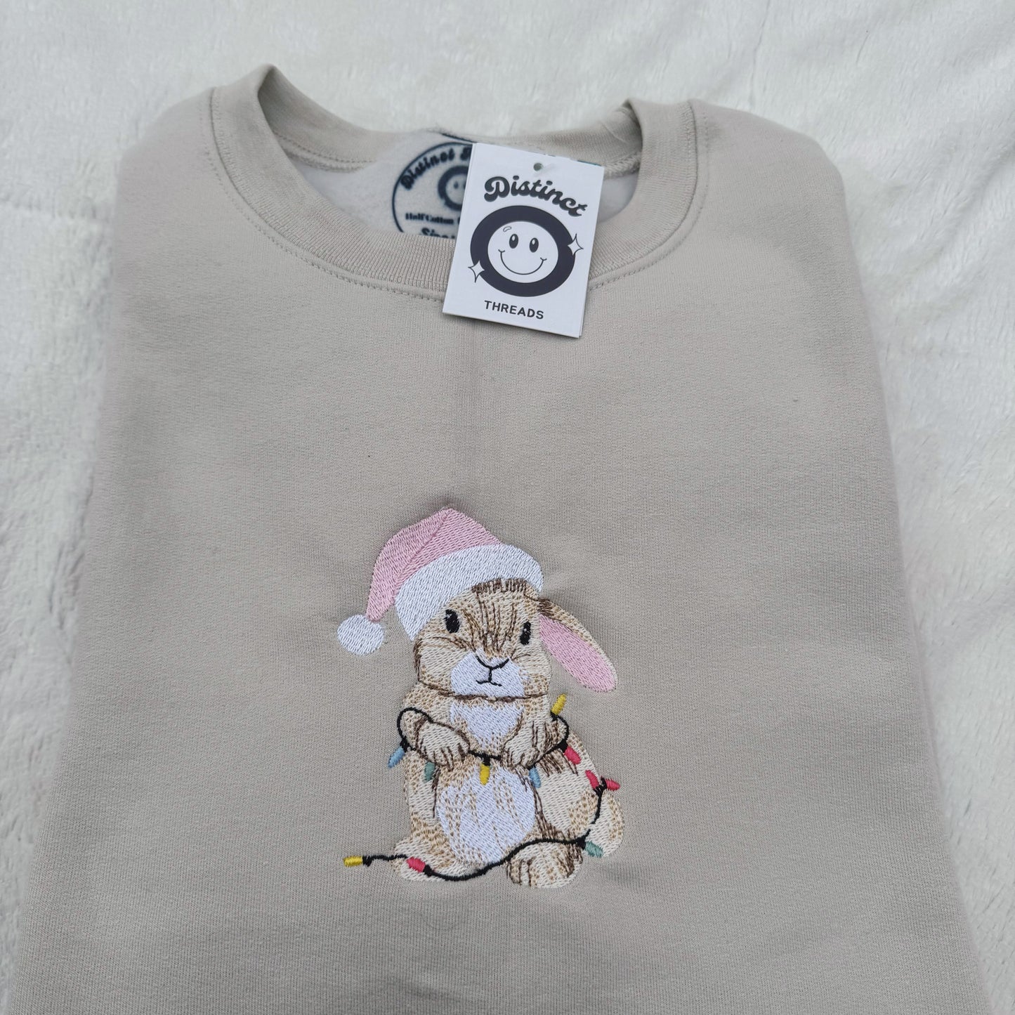 Christmas Bunny Embroidered Crewneck Sweatshirt