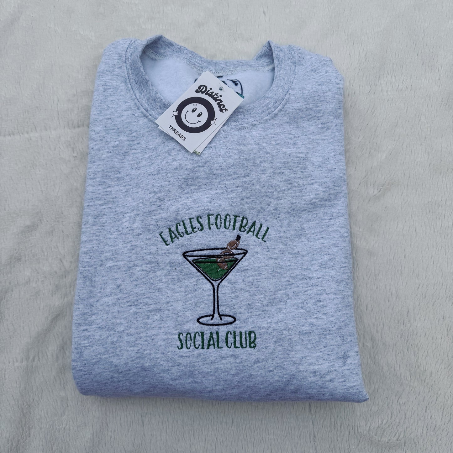 Football Team Social Club (Custom Text Option Available) Embroidered Crewneck Sweatshirt