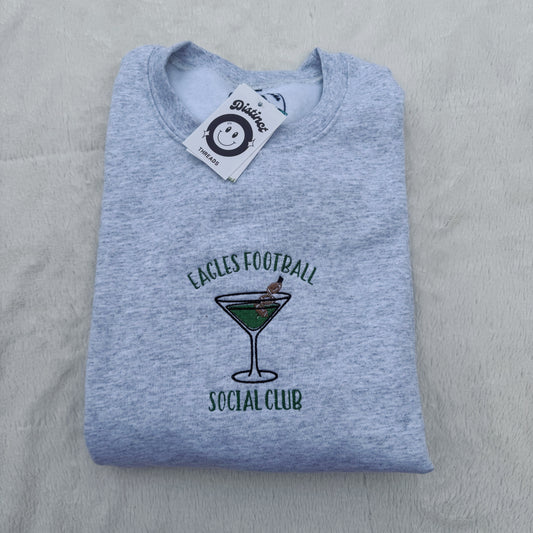 Football Team Social Club (Custom Text Option Available) Embroidered Crewneck Sweatshirt