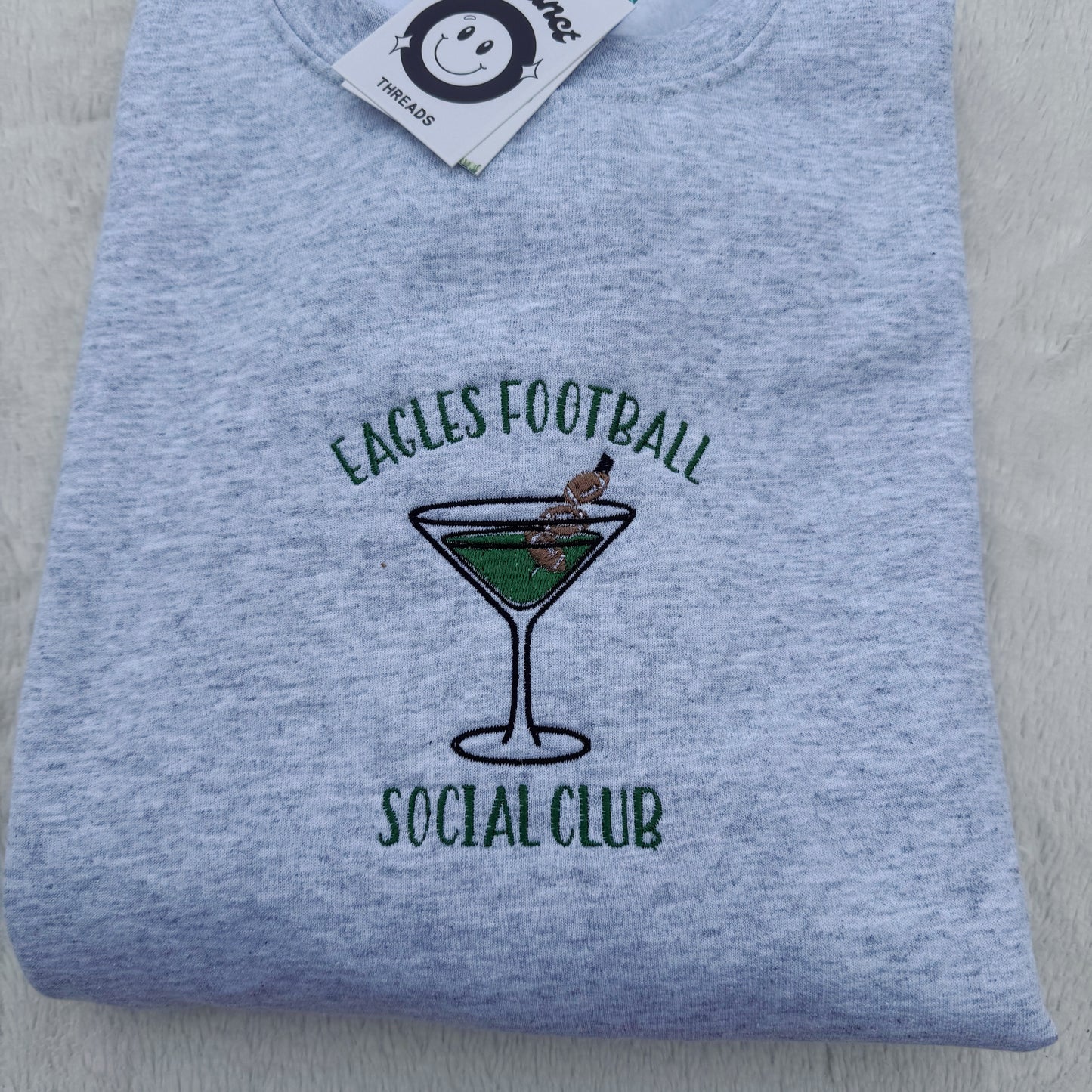 Football Team Social Club (Custom Text Option Available) Embroidered Crewneck Sweatshirt
