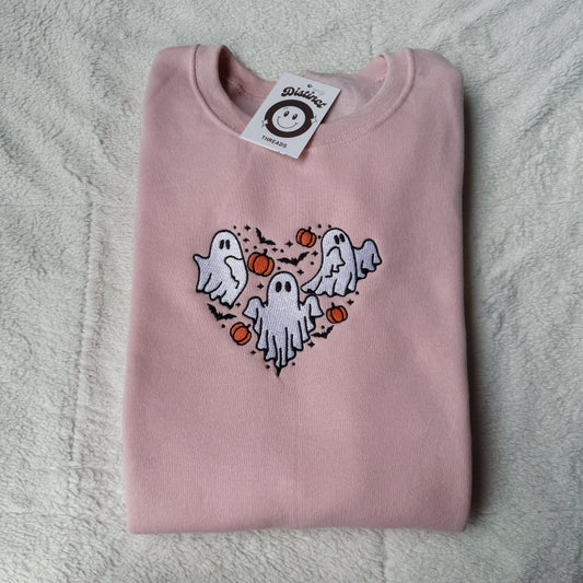 Ghosts Heart Embroidered Crewneck Sweatshirt