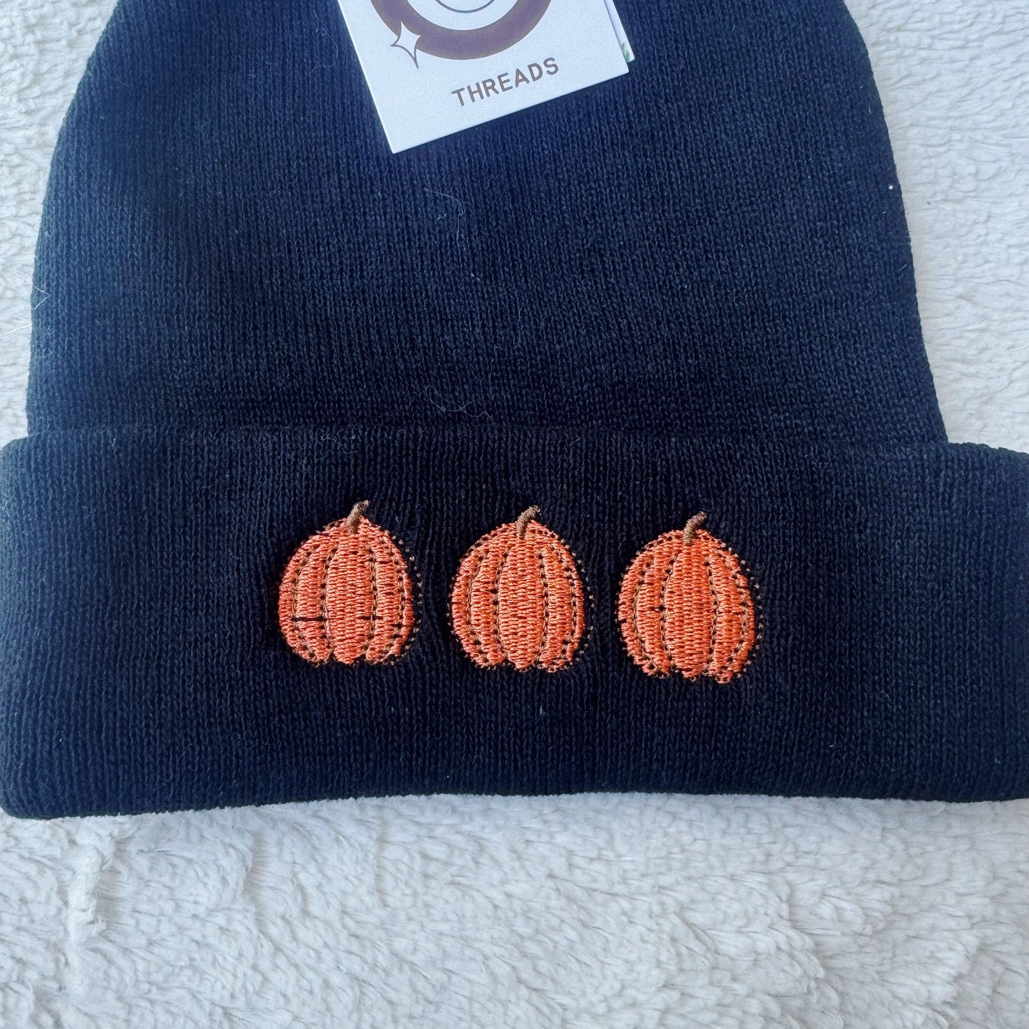 3 Pumpkins Embroidered Beanie