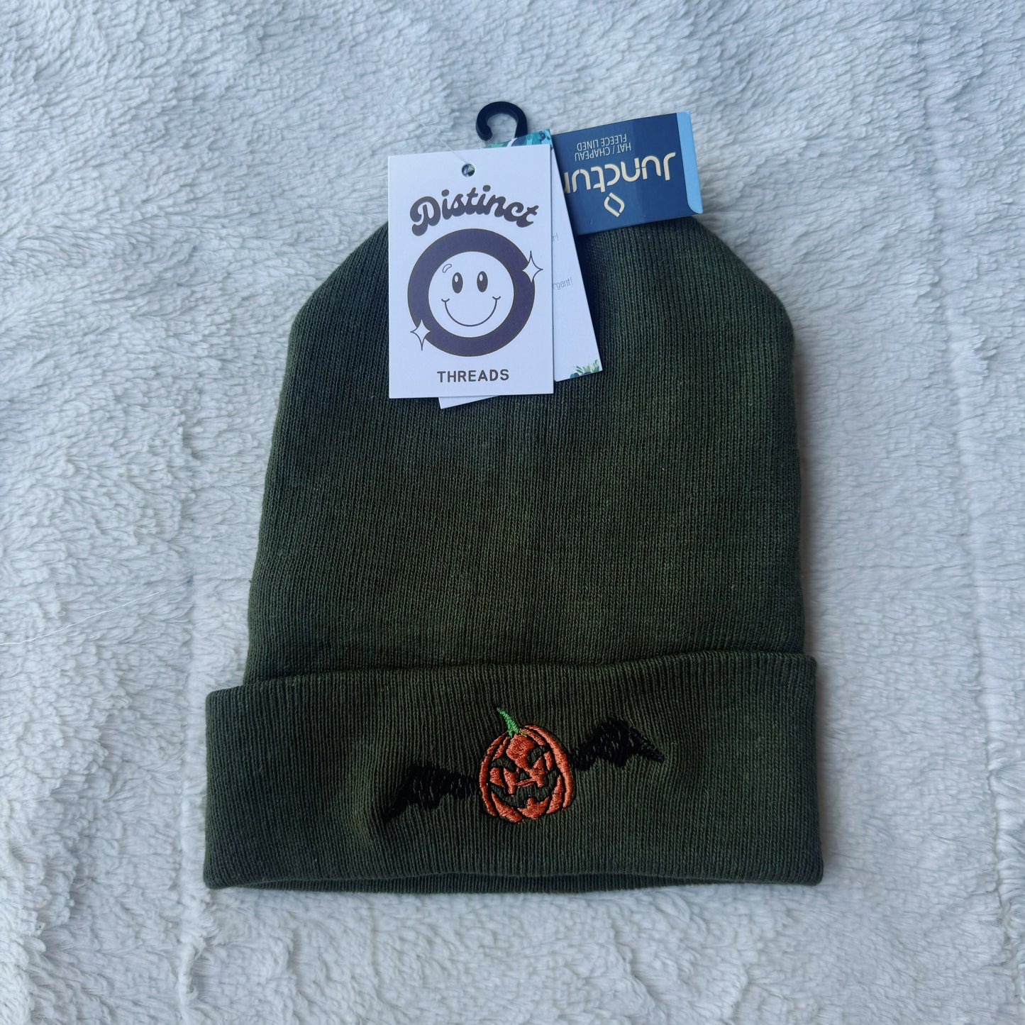 Jack-O-Lantern Bat Embroidered Beanie