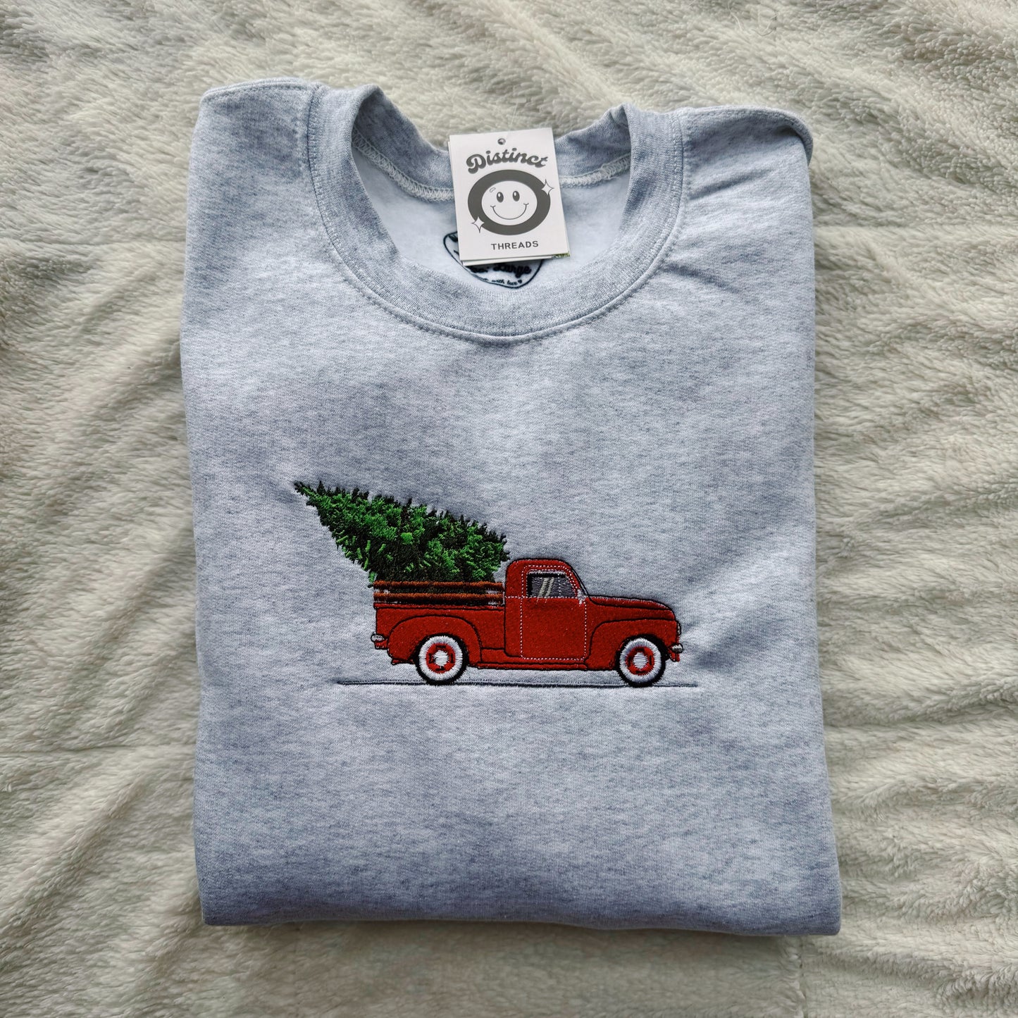 Christmas Truck Embroidered Crewneck Sweatshirt