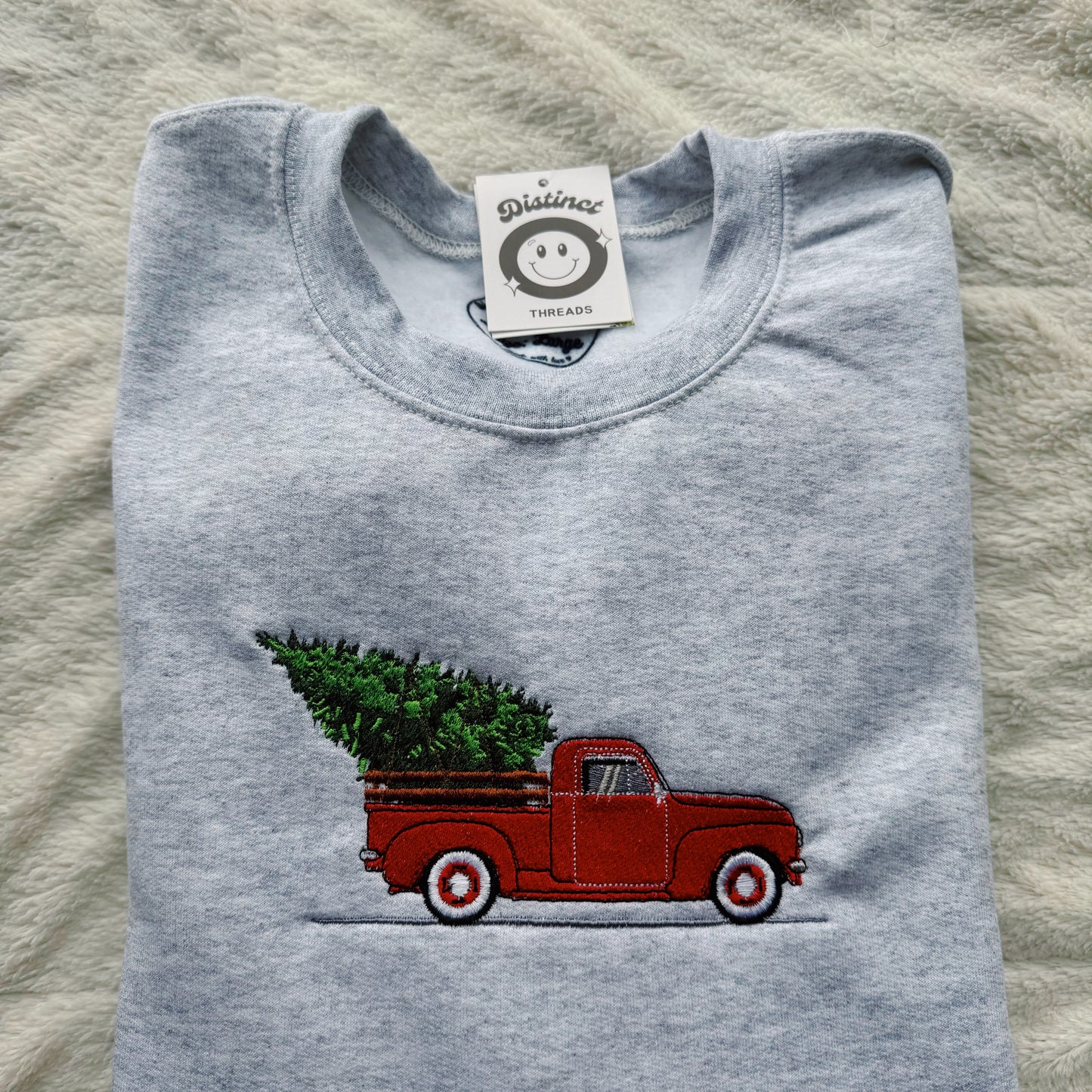 Christmas Truck Embroidered Crewneck Sweatshirt