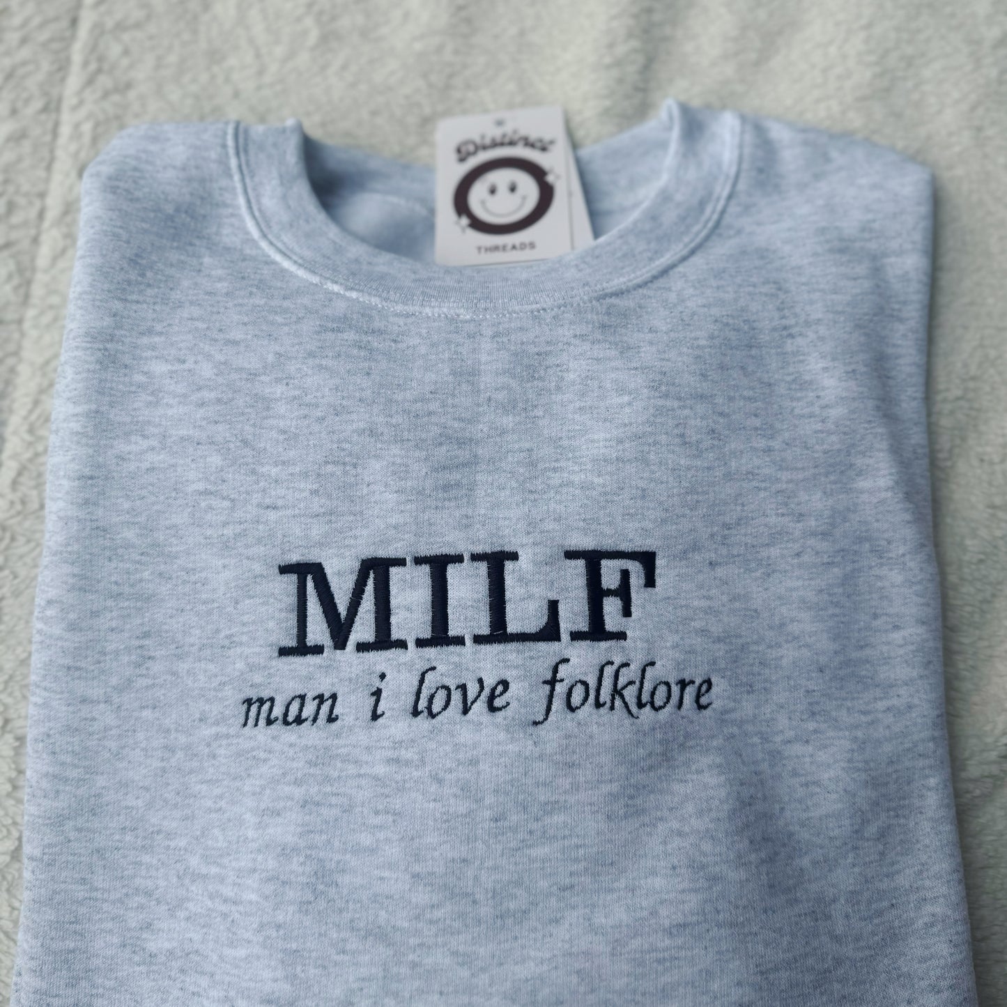 MILF - Man I Love Folklore Taylor Inspired Embroidered Crewneck Sweatshirt