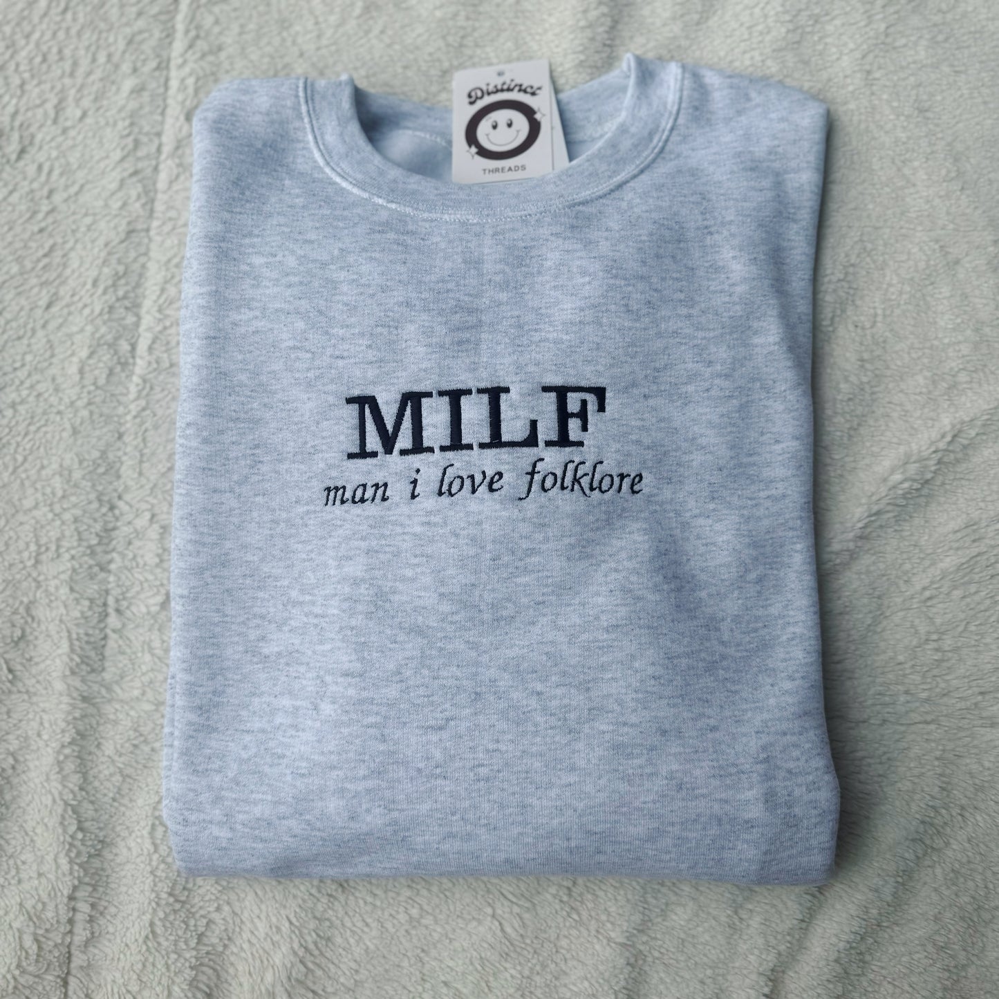 MILF - Man I Love Folklore Taylor Inspired Embroidered Crewneck Sweatshirt