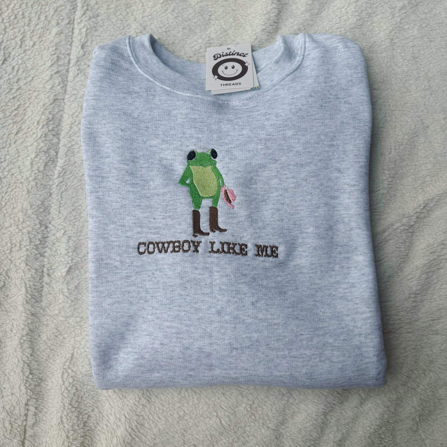 Cowboy Like Me Frog Taylor Inspired Embroidered Crewneck Sweatshirt