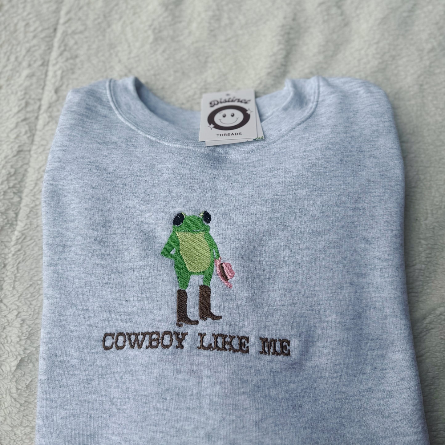 Cowboy Like Me Frog Taylor Inspired Embroidered Crewneck Sweatshirt