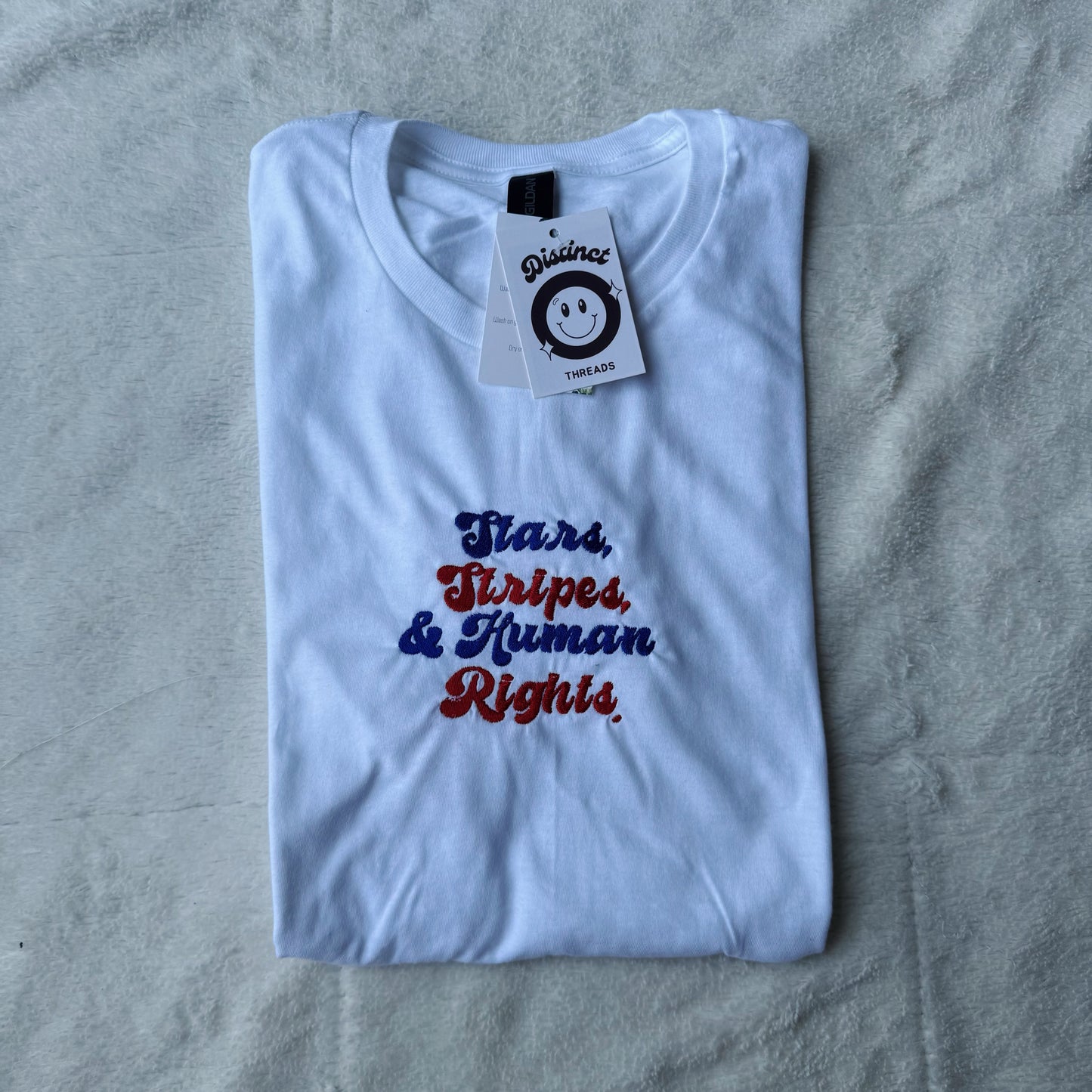 Stars, Stripes & Human Rights Embroidered T-Shirt