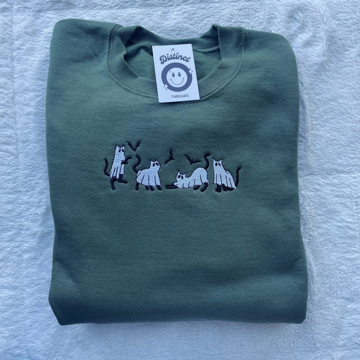 Ghost Cats Embroidered Crewneck Sweatshirt