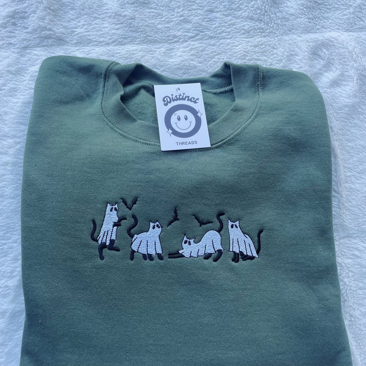 Ghost Cats Embroidered Crewneck Sweatshirt