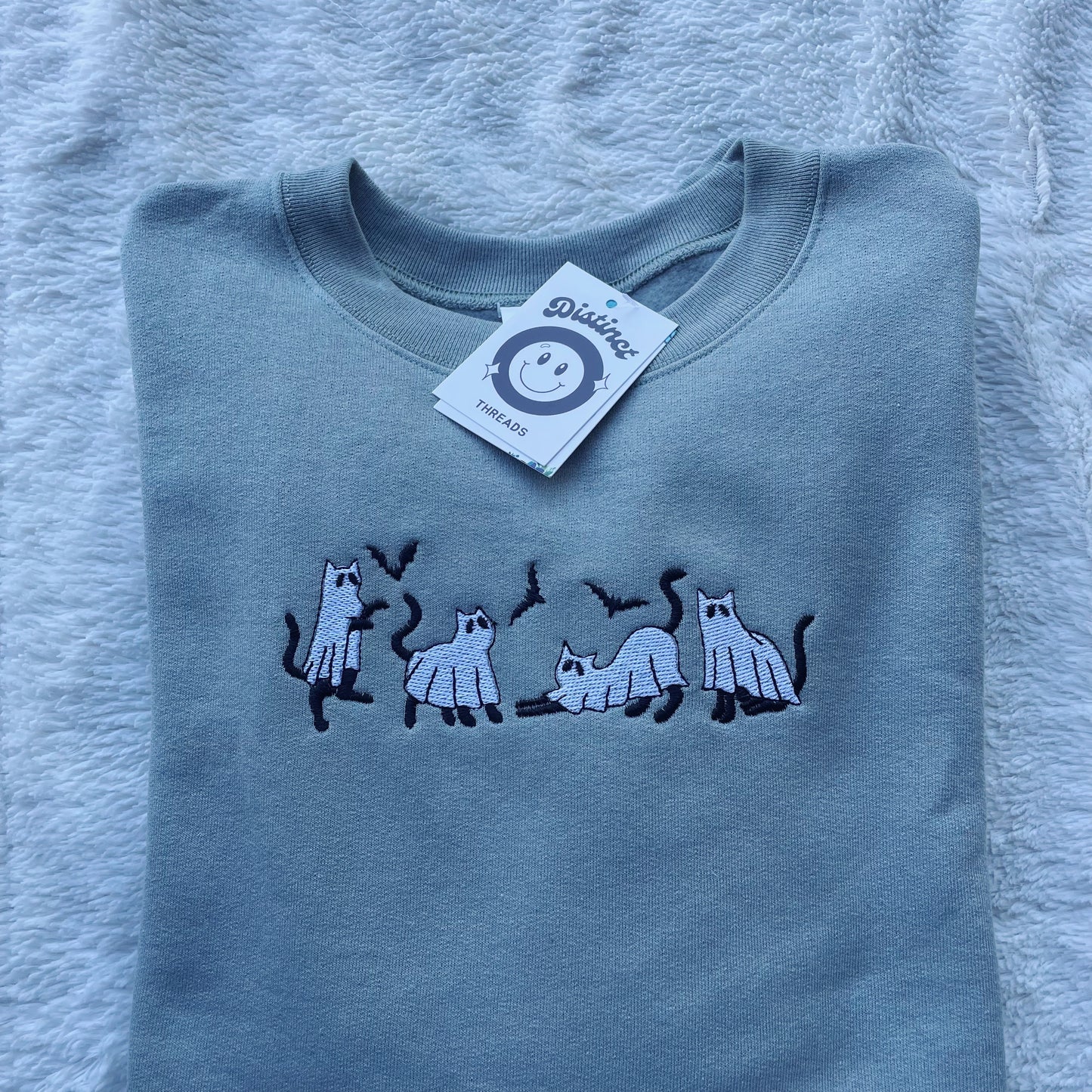 Ghost Cats Embroidered Crewneck Sweatshirt