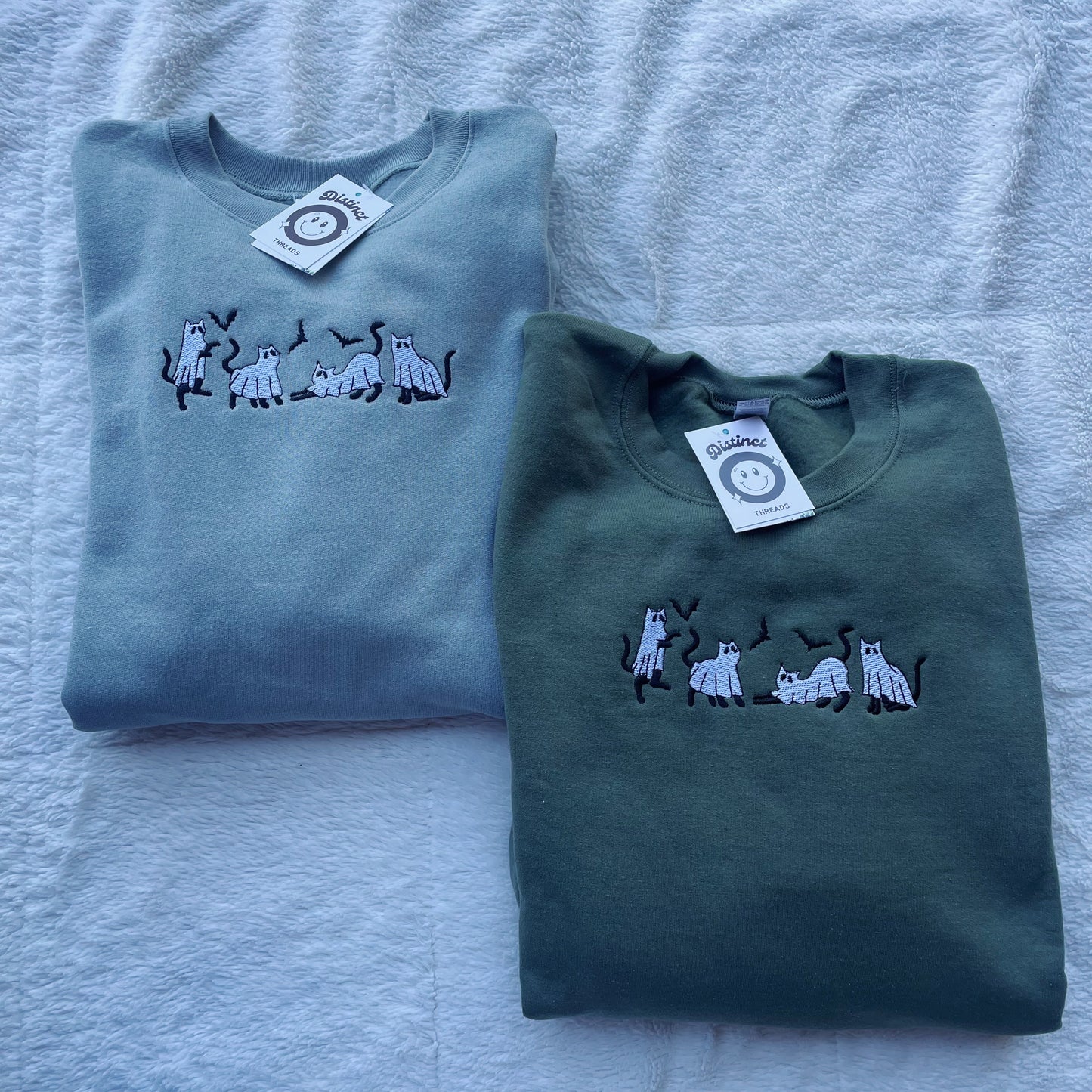 Ghost Cats Embroidered Crewneck Sweatshirt