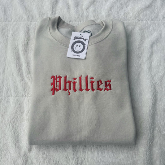 Sports Teams (Custom Text Option Available) Embroidered Crewneck Sweatshirt