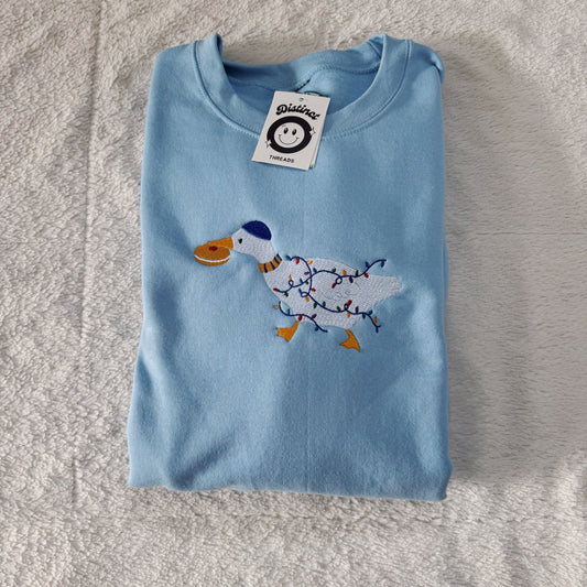 Hanukkah Duck Embroidered Crewneck Sweatshirt