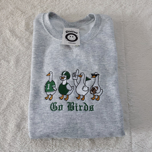 Ducks Football Team (Custom Text Option Available) Embroidered Crewneck Sweatshirt