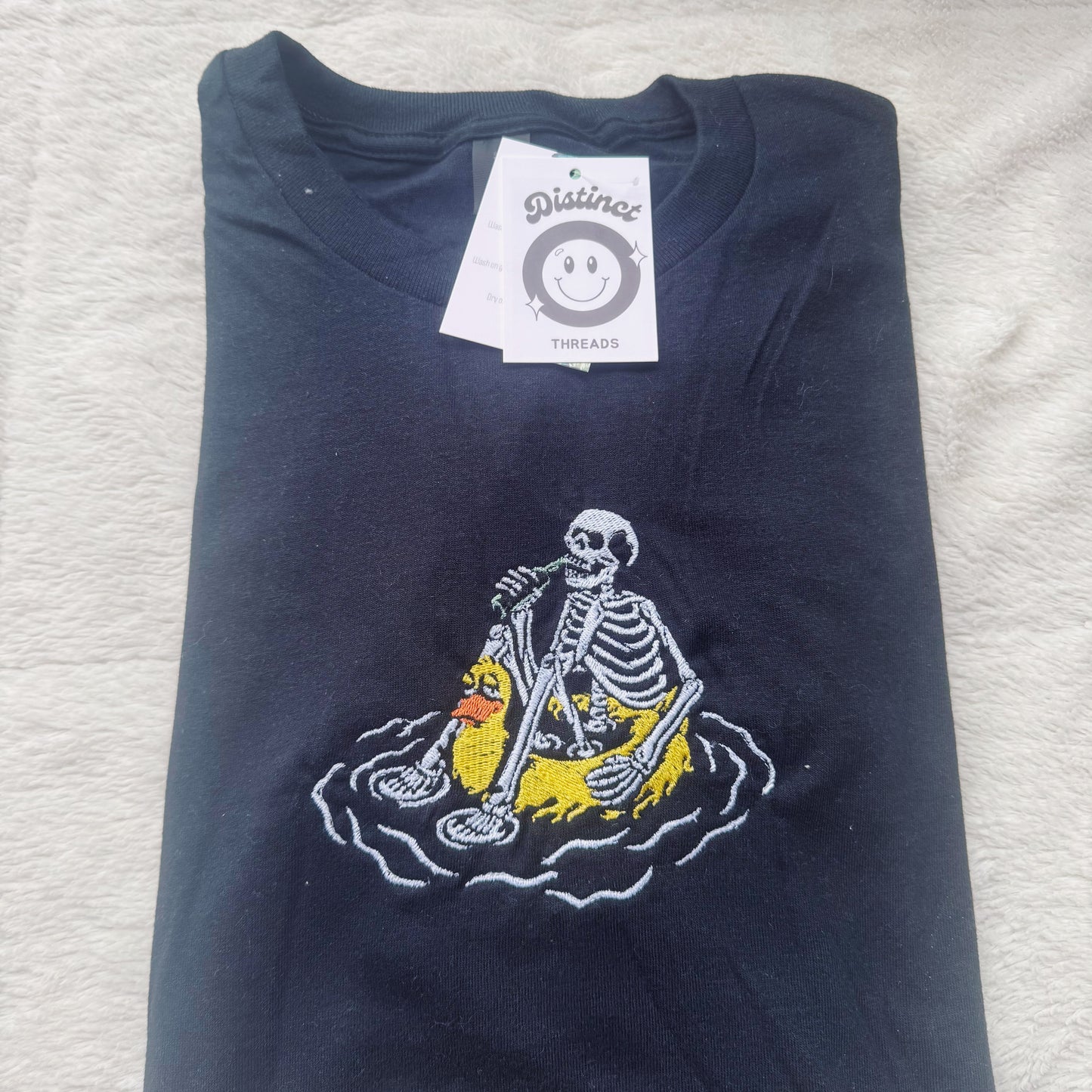 Skeleton on Vacation Embroidered T-Shirt
