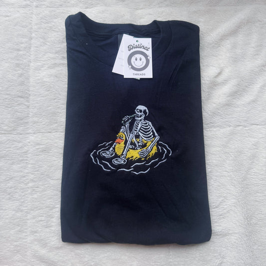 Skeleton on Vacation Embroidered T-Shirt