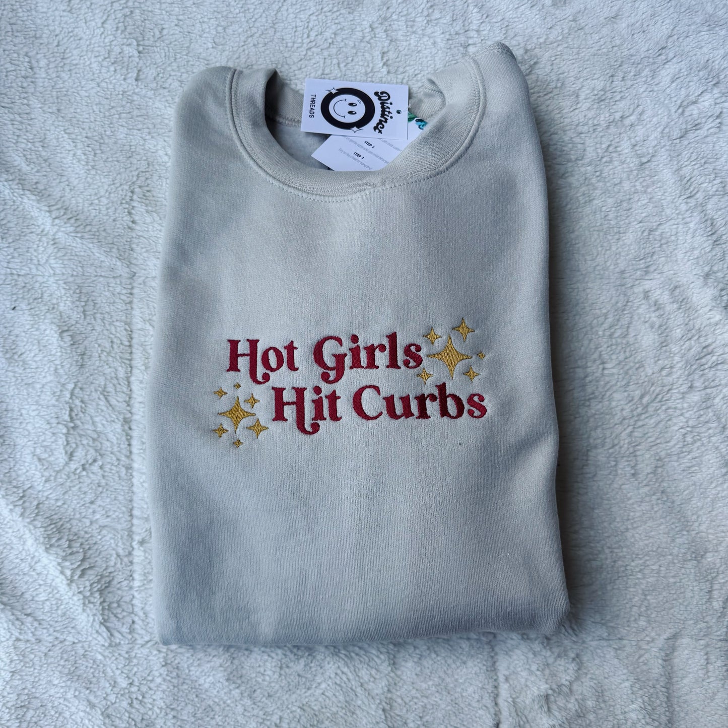 Hot Girls Hit Curbs Embroidered Crewneck Sweatshirt