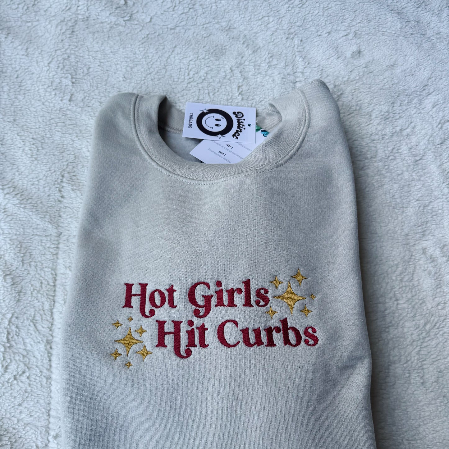 Hot Girls Hit Curbs Embroidered Crewneck Sweatshirt