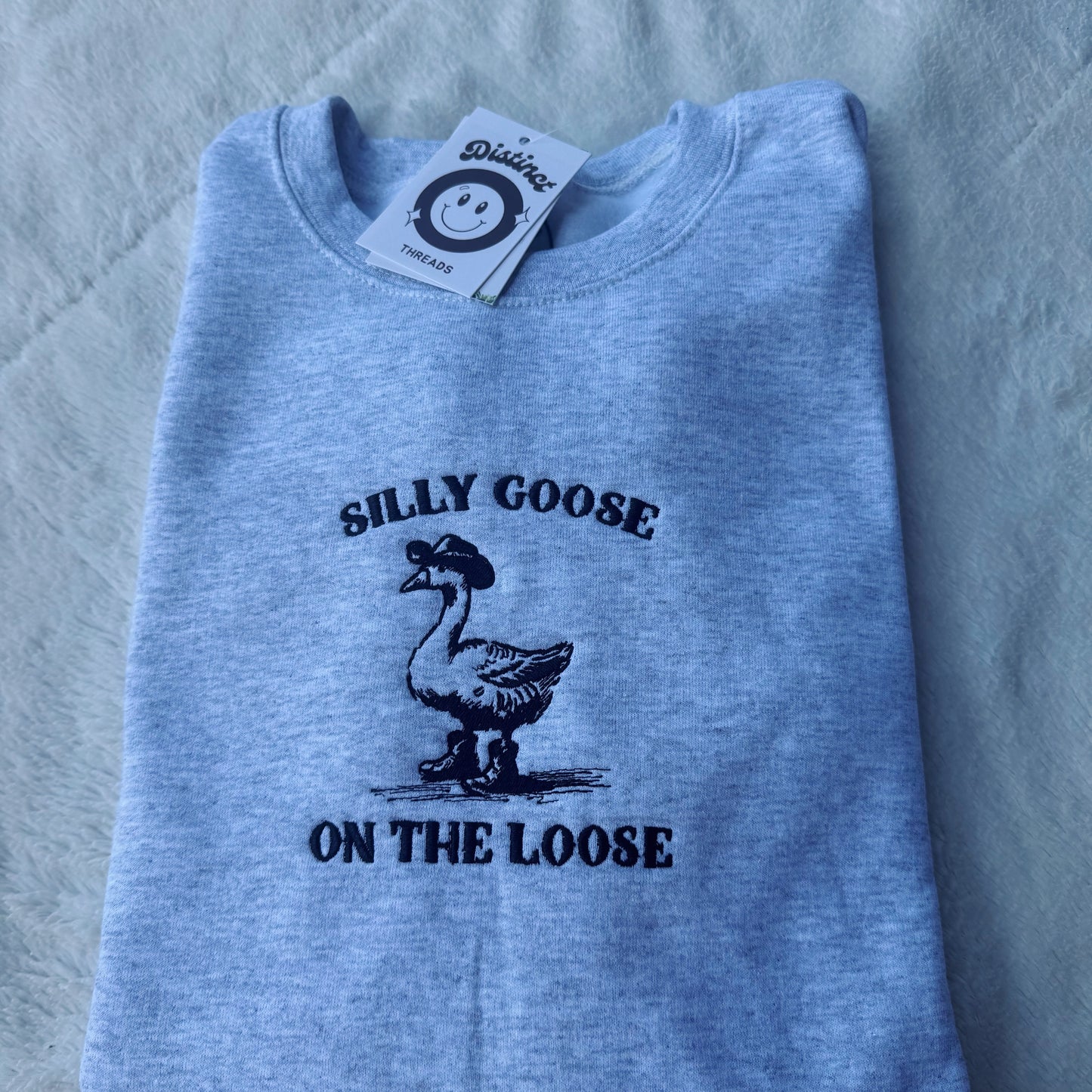 Silly Goose On The Loose Embroidered Crewneck Sweatshirt