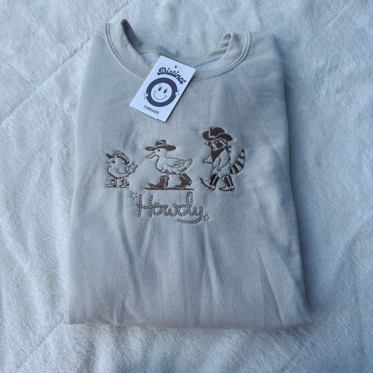 Howdy Animals Embroidered Crewneck Sweatshirt