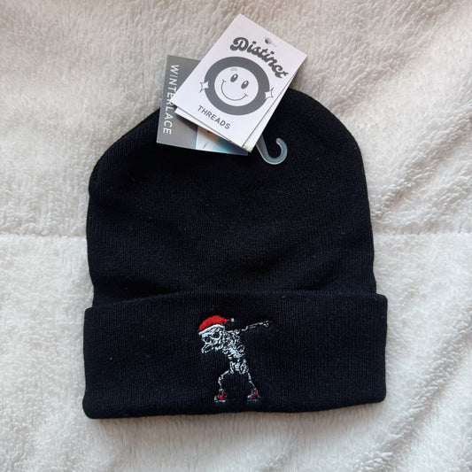 Skeleton Santa Embroidered Beanie