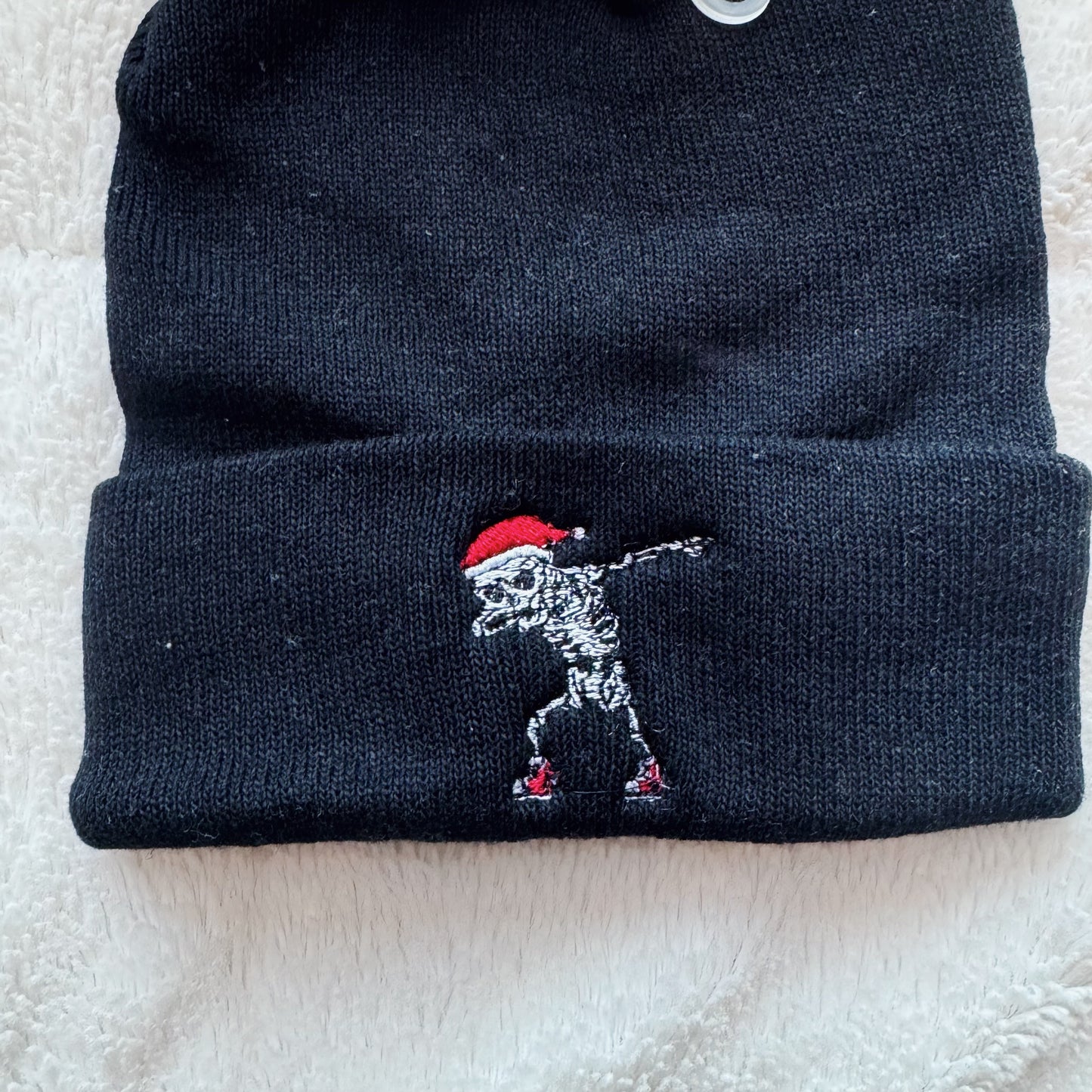 Skeleton Santa Embroidered Beanie