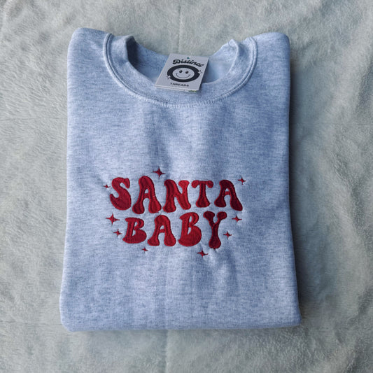 Santa Baby Embroidered Crewneck Sweatshirt