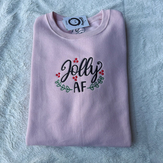 Jolly AF Christmas Embroidered Crewneck Sweatshirt