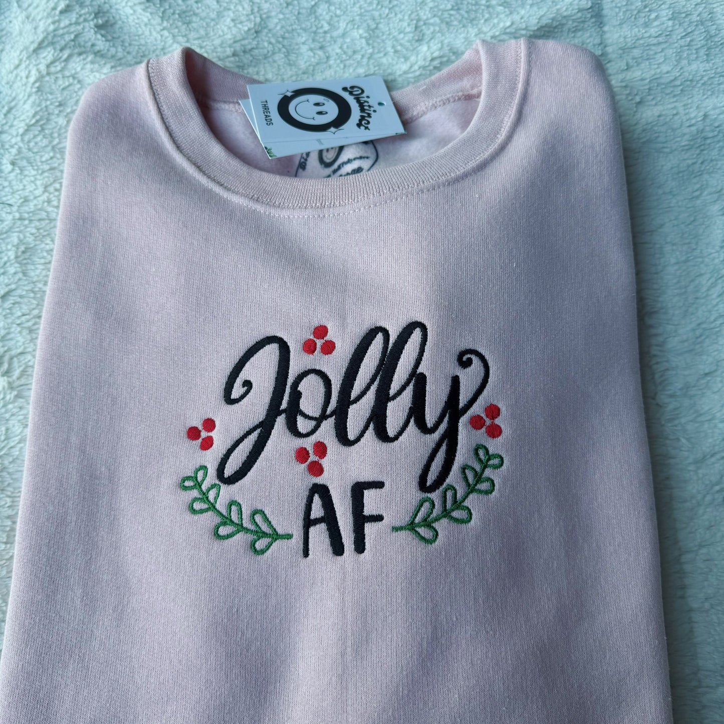 Jolly AF Christmas Embroidered Crewneck Sweatshirt