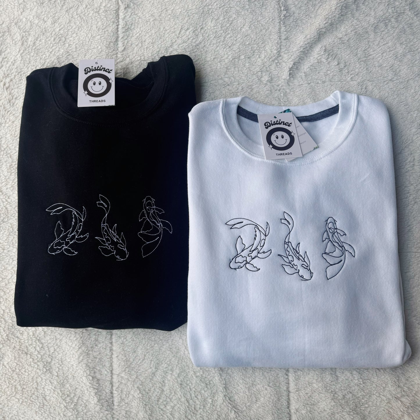 Minimalist Koi Fish Embroidered Crewneck Sweatshirt