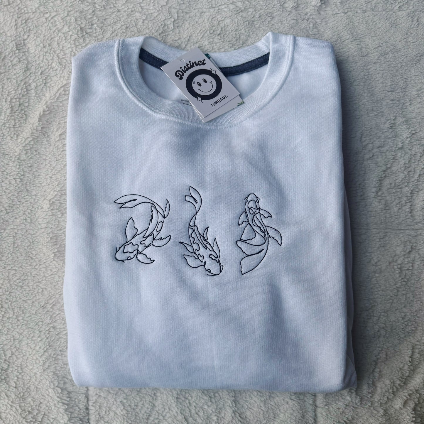 Minimalist Koi Fish Embroidered Crewneck Sweatshirt