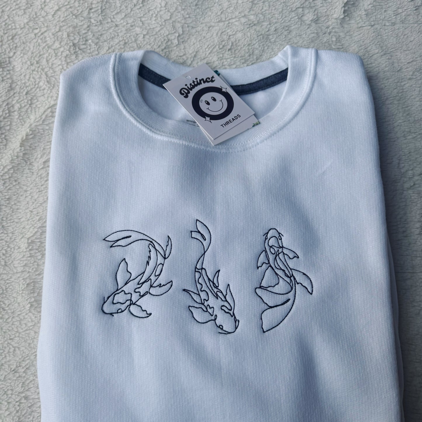 Minimalist Koi Fish Embroidered Crewneck Sweatshirt