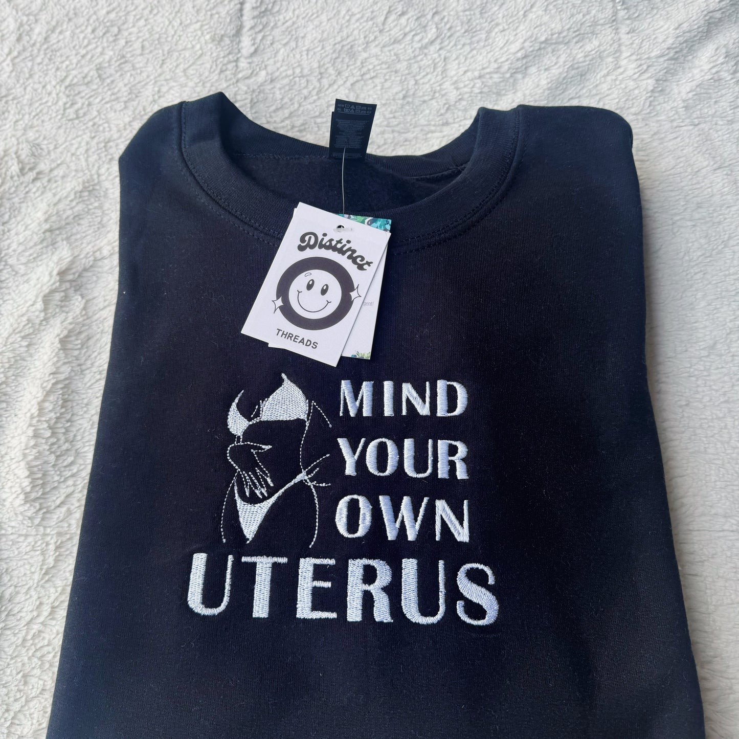 Mind Your Own Uterus Embroidered Crewneck Sweatshirt