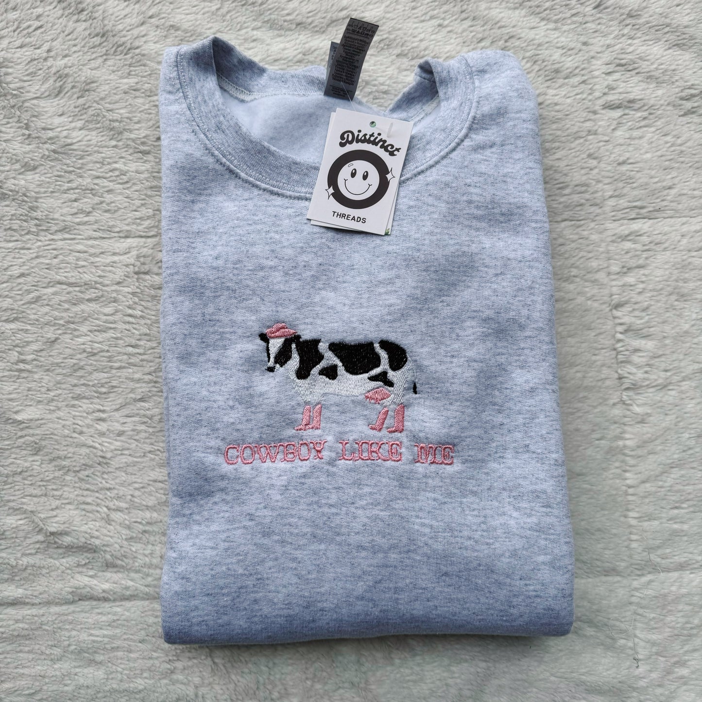 Cowboy Like Me Cow Taylor Inspired Embroidered Crewneck Sweatshirt