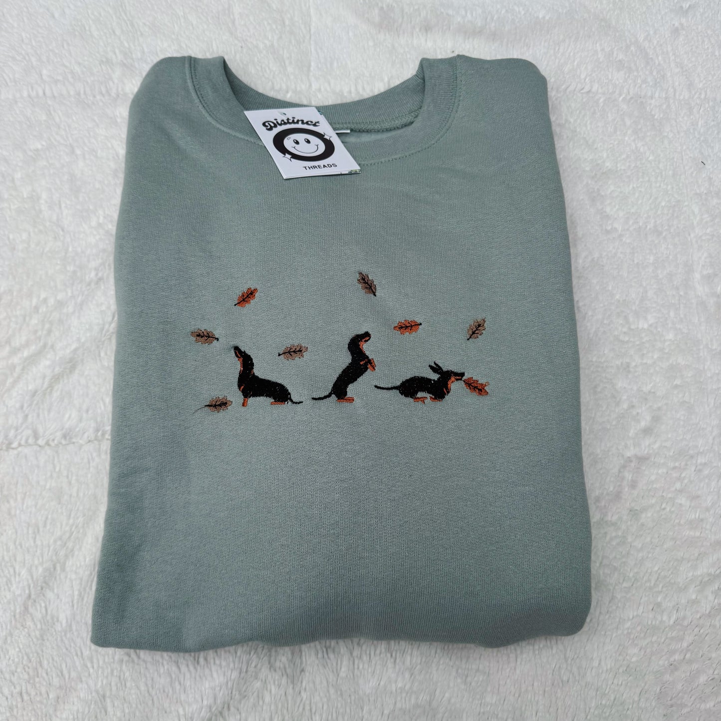 Fall Dachshunds Embroidered Crewneck Sweatshirt