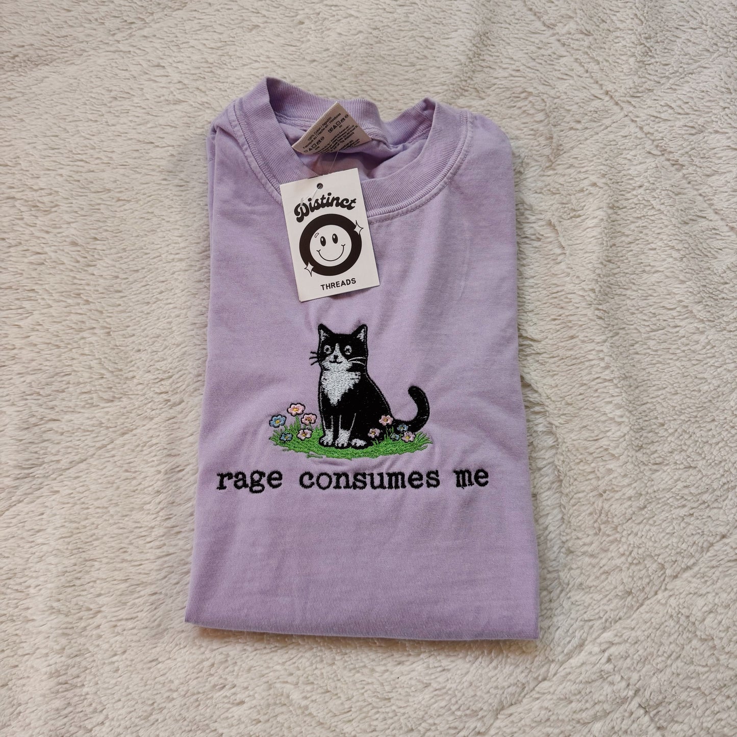Rage Consumes Me Cat Embroidery
