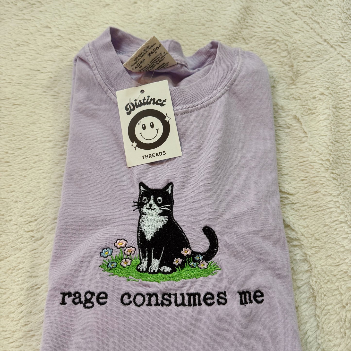 Rage Consumes Me Cat Embroidery