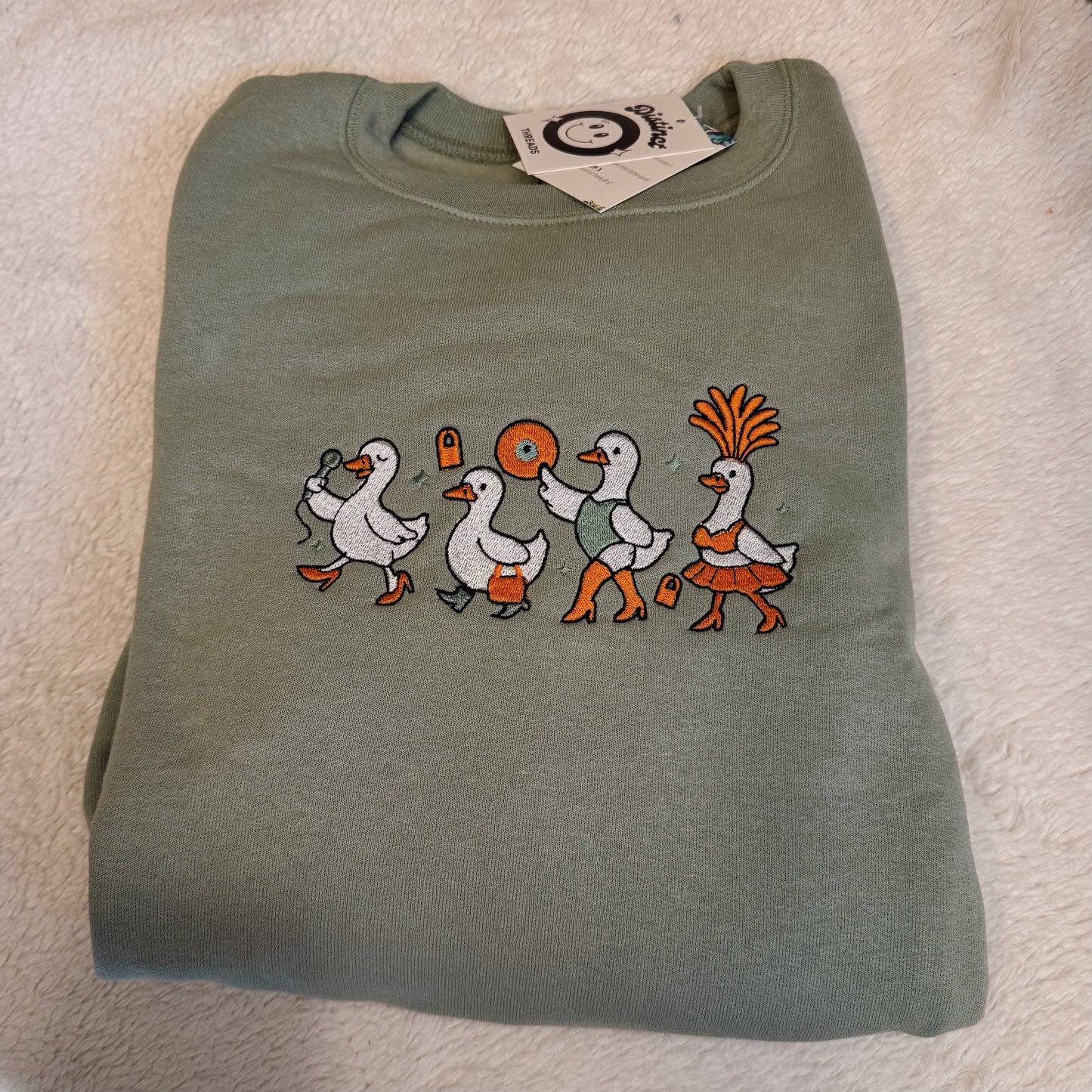 Taylor Inspired Showgirl Ducks Embroidered Crewneck Sweatshirt