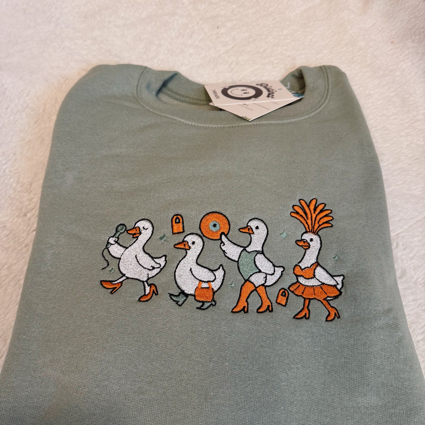 Taylor Inspired Showgirl Ducks Embroidered Crewneck Sweatshirt