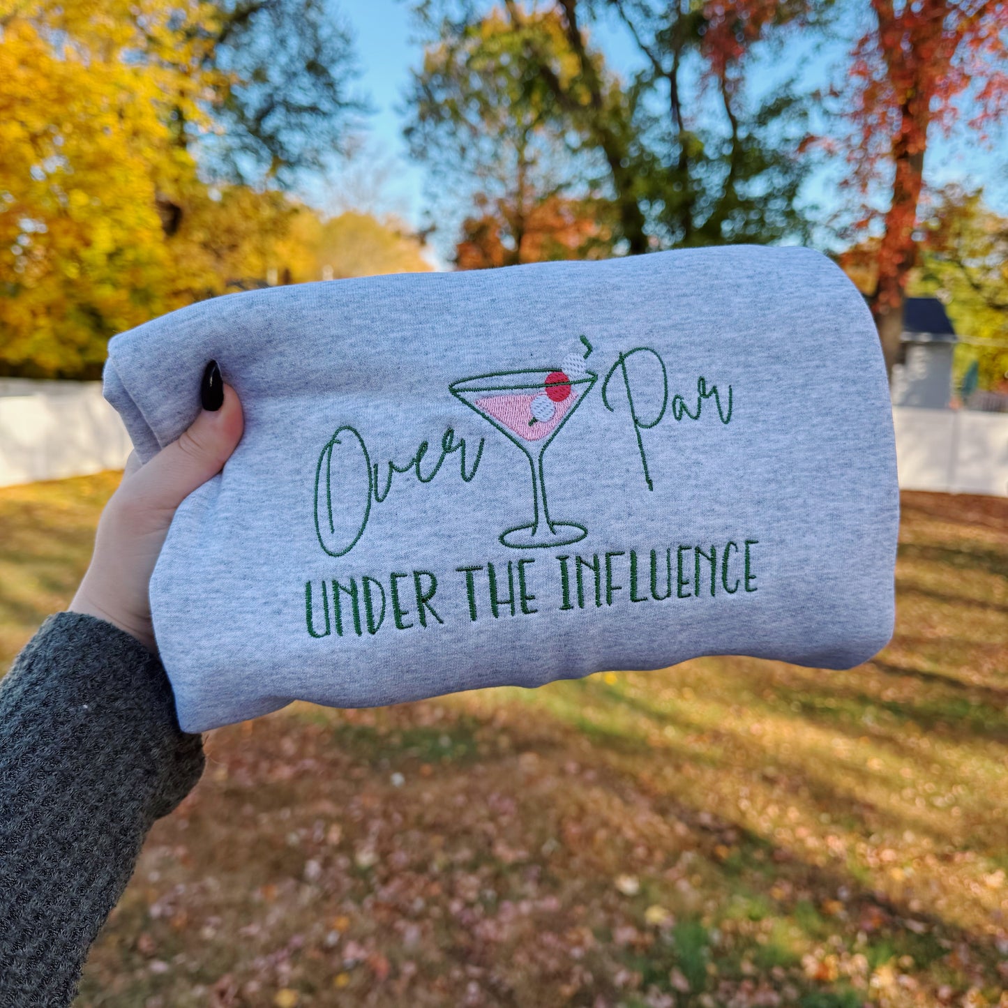 Over Par Under The Influence Embroidered Crewneck Sweatshirt
