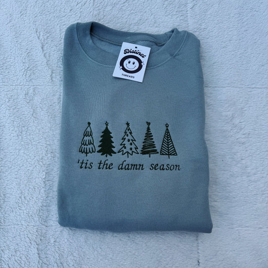 'Tis The Damn Season Taylor Inspired Christmas Embroidered Crewneck Sweatshirt
