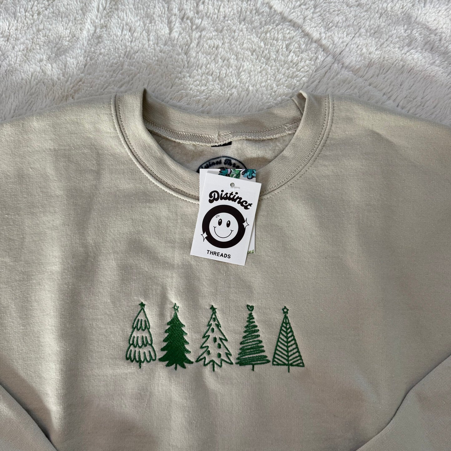 Holiday Trees Ready To Ship Embroidered Crew - Size Small